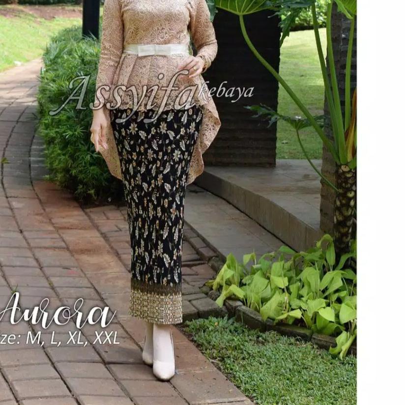 ♛ Setelan kebaya brokat aurora coksu/kebaya wisuda/kebay brokat/baju wanita/rok plisket/kebaya pingu