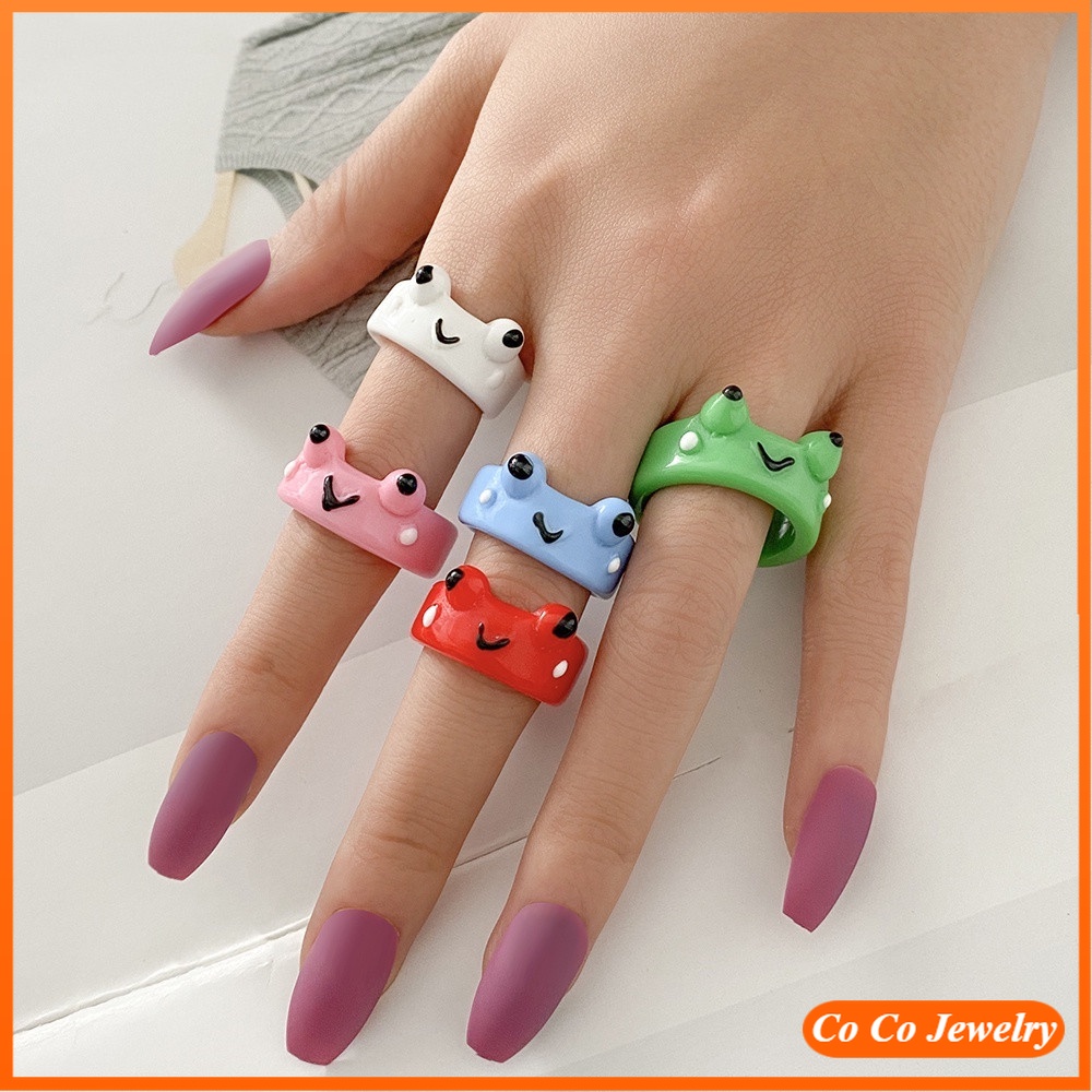 Co Co Cincin Resin Desain Katak Warna Warni