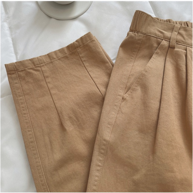 Warna Khaki Jeans Celana Wanita--Straight Loose Ukuran Jumbo