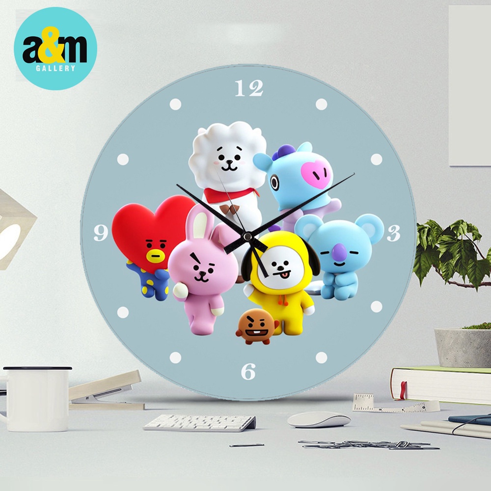 Jam Dinding Kayu BT21 Lucu I Jam Dinding K-POP - A&amp;M