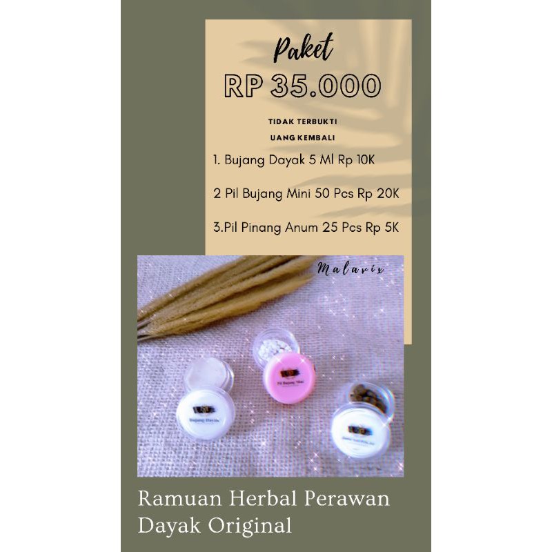 Paket Perawan Kembali Ramuan Herbal Original Dayak | Tidak Terbukti Uang Kembali