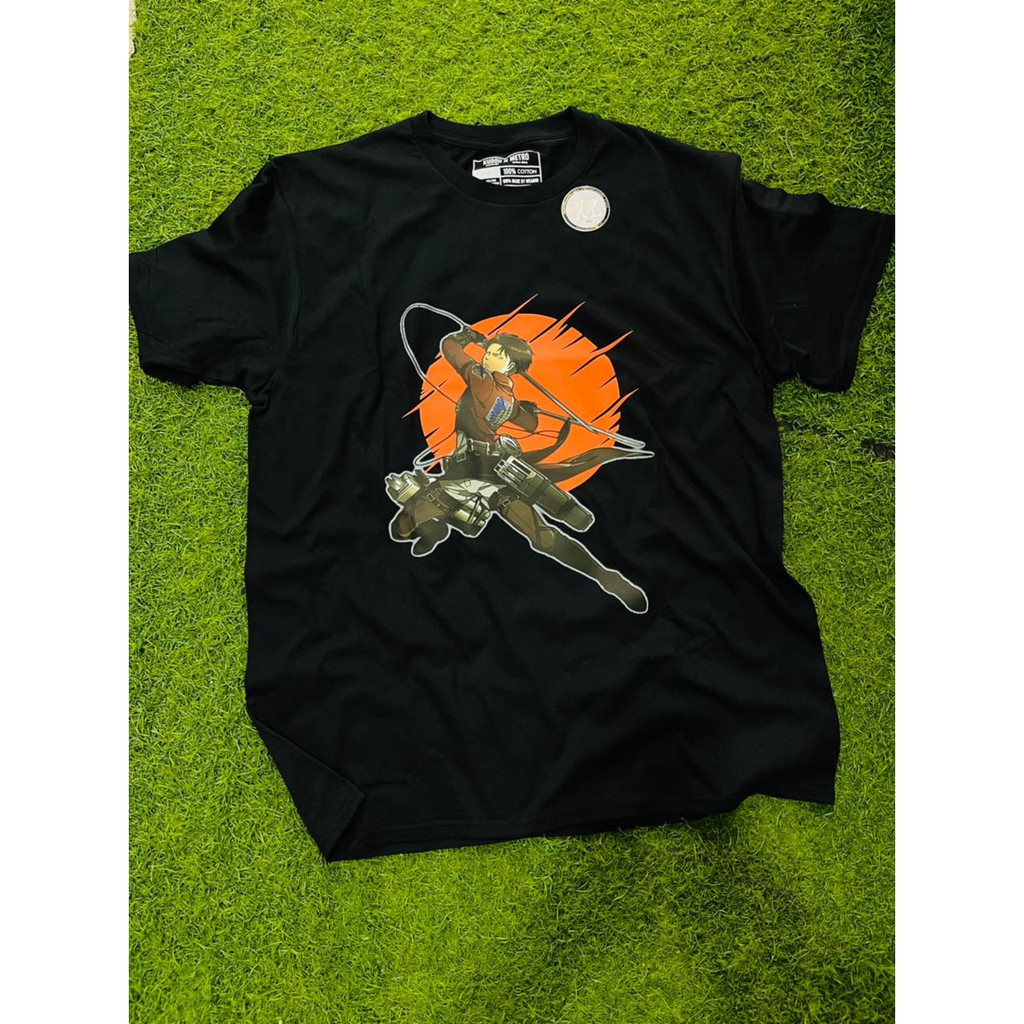 Tshirt Levi In Action Attack on Titan Premium Quality Kaos AOT SNK Shingeki No Kyojin Wibu Otaku Unisex