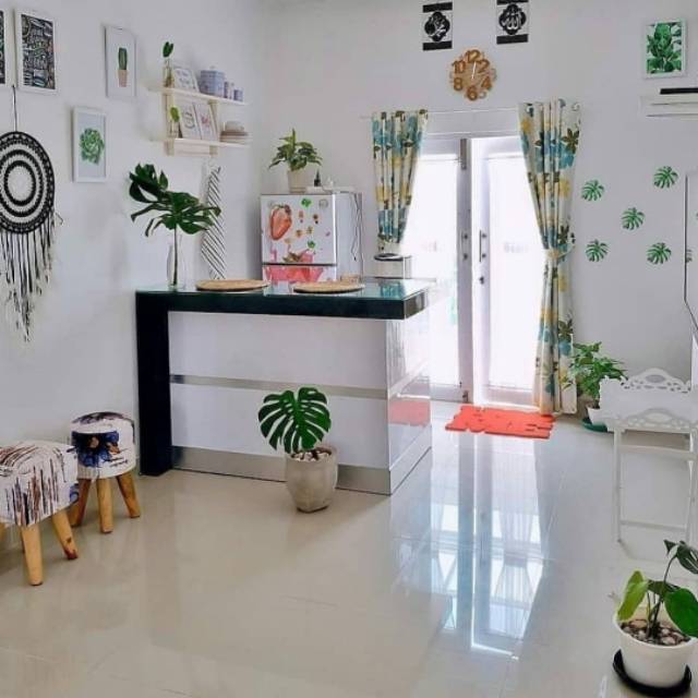 Gorden minimalis bunga biru||gorden pintu dan jendela/gorden bridal