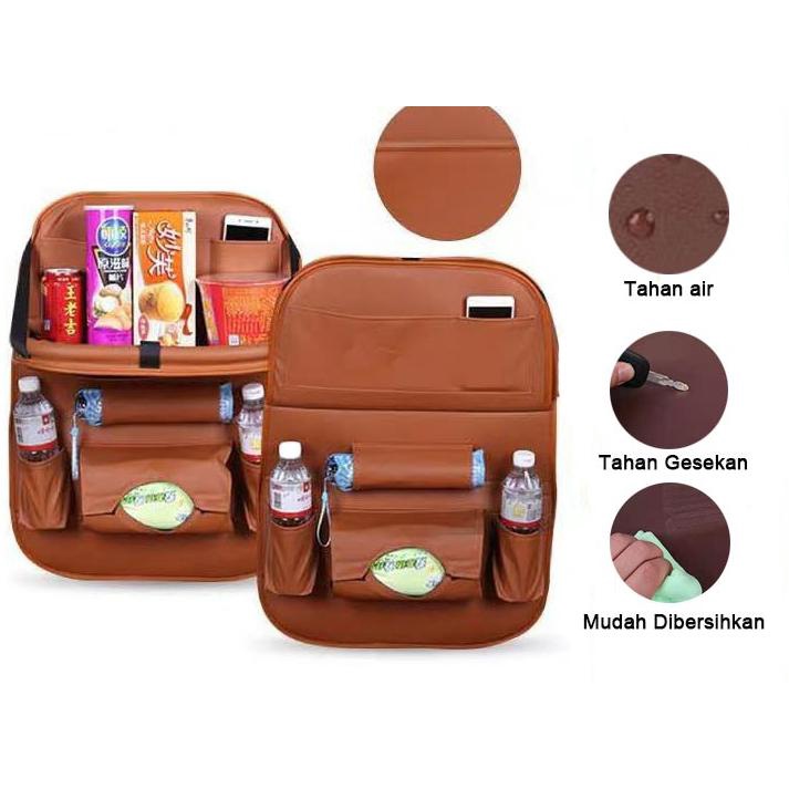 Car Seat organizer /tas mobil multifungsi dari bahan kulit berkualitas