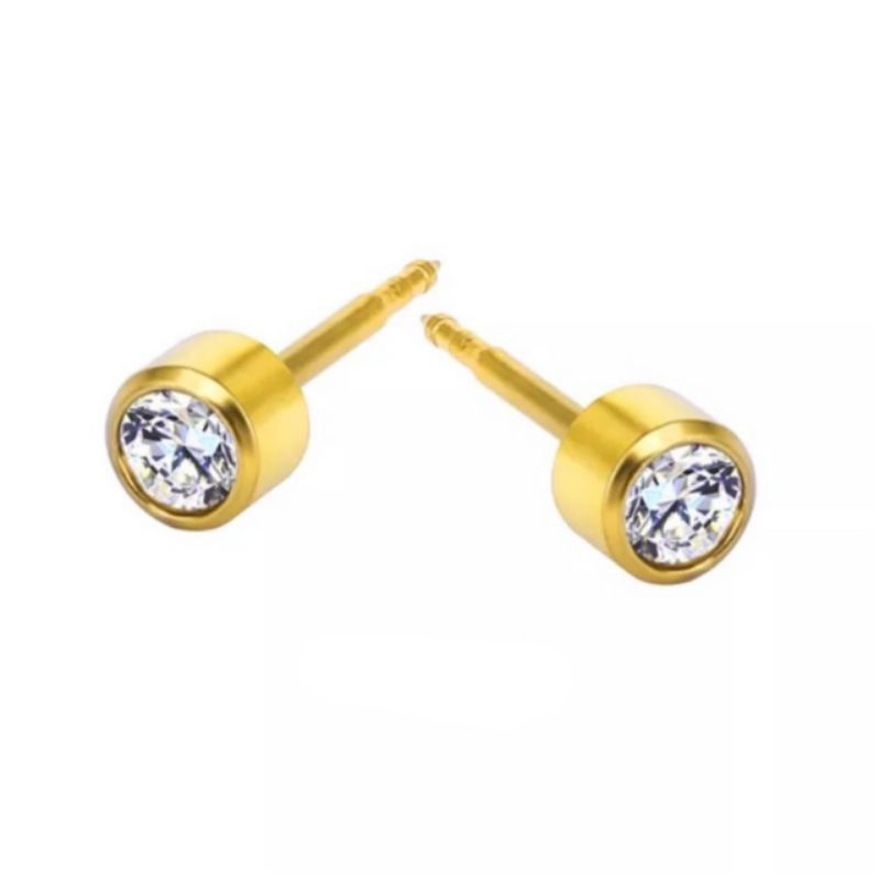 Anting Tusuk Permata Titanium Steel / Anting Tusuk pria Wanita / Anting stainless steel Anti Karat