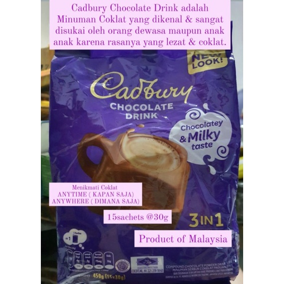 

CADBURRY MINUMAN HOT COKLAT CADBURY HOT CHOCOLATE DRINK 3IN1 MALAYSIA 15SACHETS