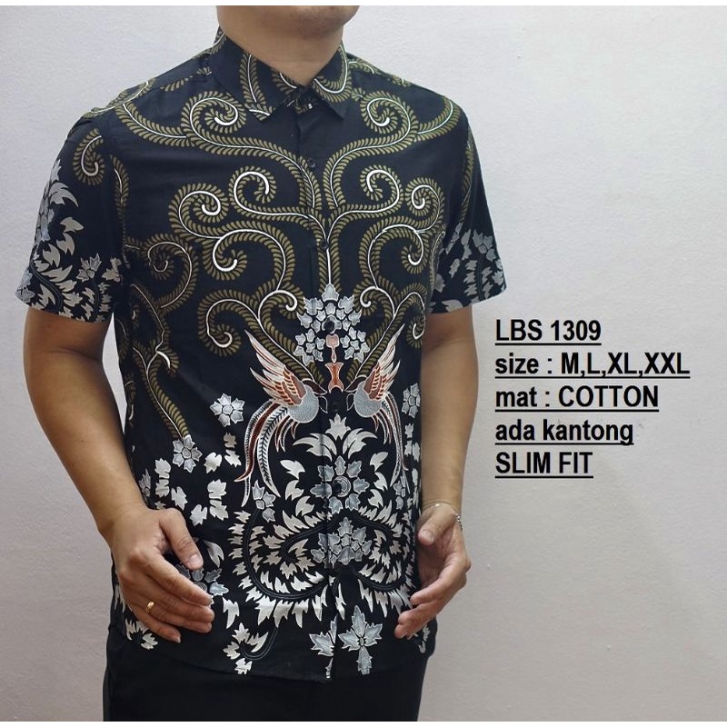 READY XXL BATIK PRIA SLIMFIT LENGAN PENDEK ORIGINAL LUIGI BATANI