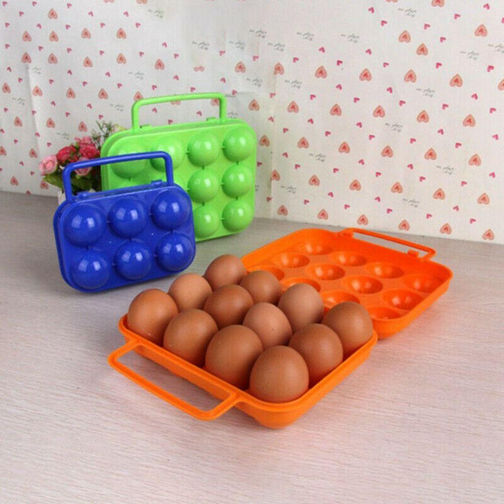 Top6per12kotak Penyimpanan Telur Grid Plastik Lipat Organizer Organizer Case Outdoor Camping Piknik