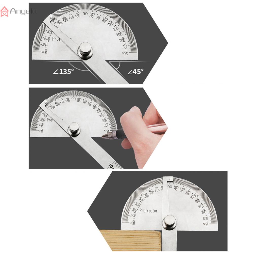 RULLER PROTRACTOR 180'' STAINLESS STEEL - PENGGARIS SIKU BUSUR TUKANG