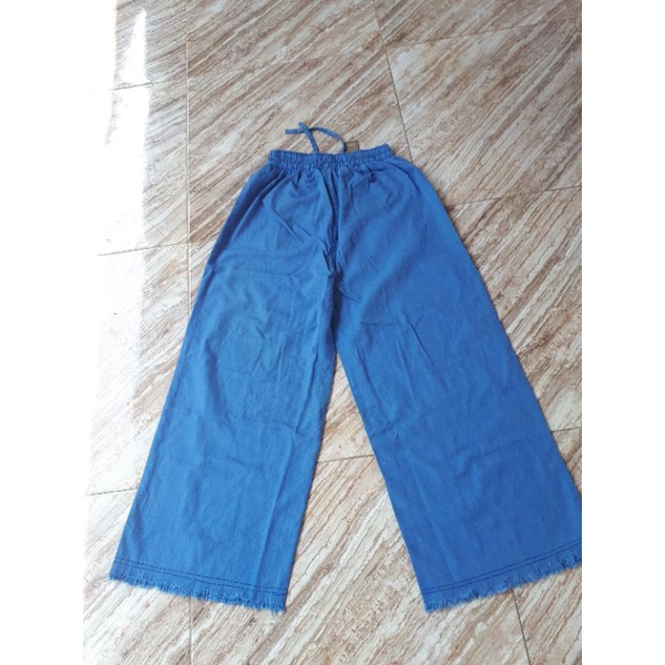 celana kulot rawis panjang dewasa semi levis model saku pariasi