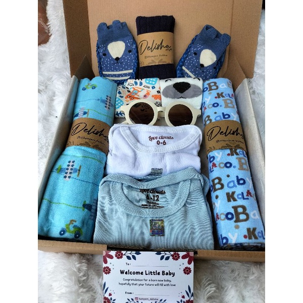 Hampers Bayi New Born Baby Boy/Girl Kado Bayi Lahir, Baju Bayi, Bedong, Gift Box Baby