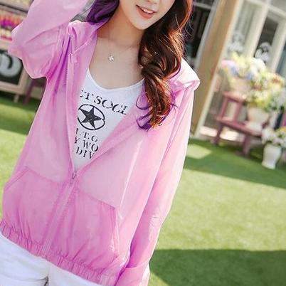 ☜ Jaket sport wanita parasut transparan anti UV Korea style adem MURAH - Putih ♜