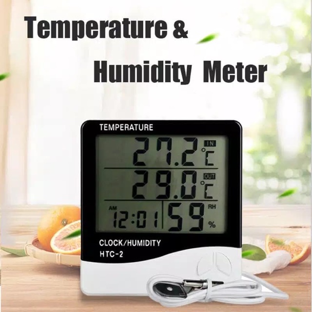 HTC-2 Digital Thermometer Hygrometer untuk mengukur Suhu Kelembaban