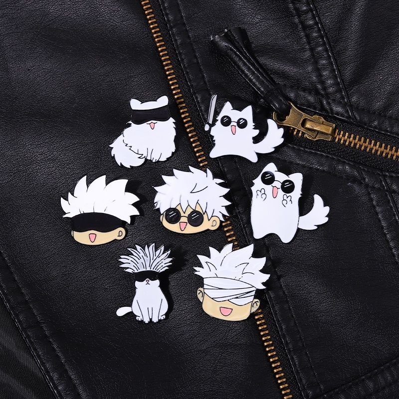 Bros Lencana Enamel Desain Hewan Kucing Anime Jujutsu Kaisen Untuk Aksesoris Pakaian