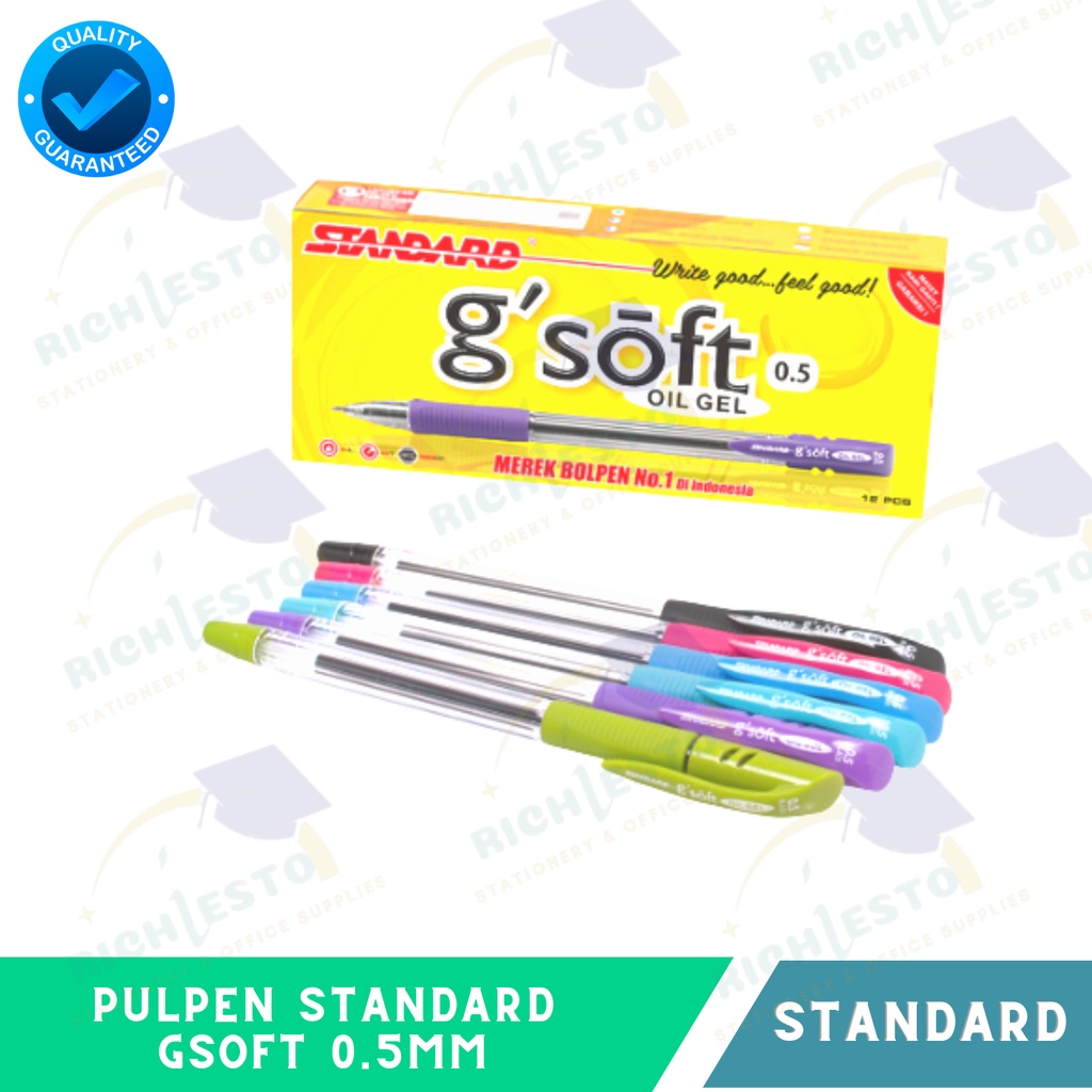 

STANDARD Pen Pulpen g'soft Oil Gel 0.5 Isi 12 gsoft 0,5 HITAM / Ballpoint / Bolpen / Bolpoin