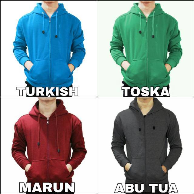 WO  Jaket polos zipper hoodie M,L,XL,XXL pink fanta pria wanita wame Premium