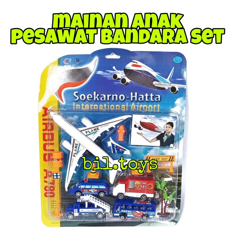 MAINAN PESAWAT TERBANG SET BANDARA SOEKARNO HATTA MAINAN ANAK PESAWAT SET PULLBACK