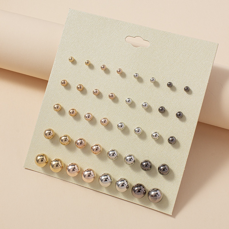 20 Pasang / set Anting Tusuk Bahan Alloy Warna Silver / Gold Untuk Wanita