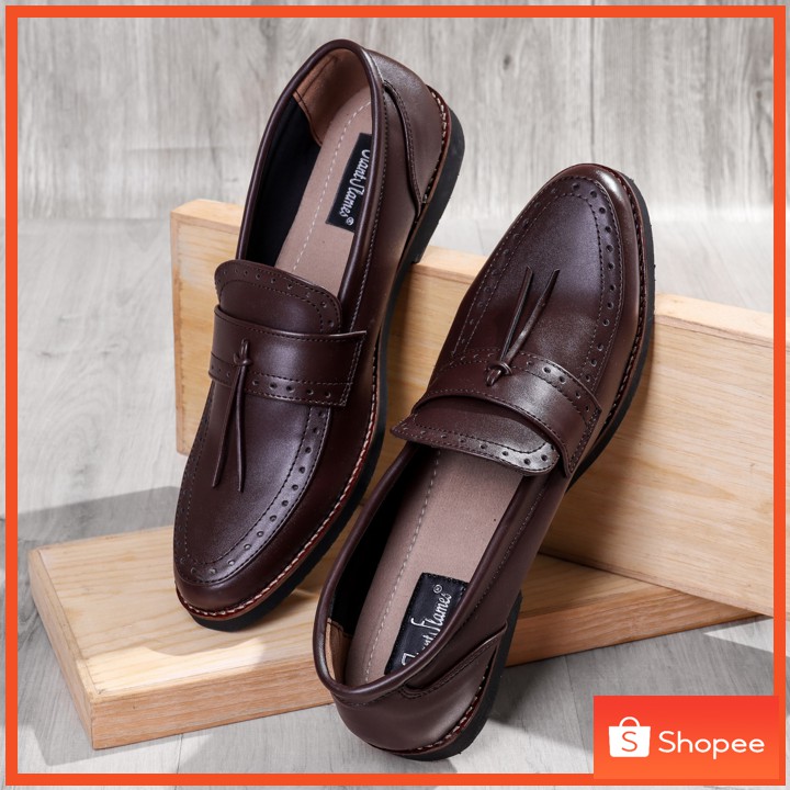 PIETRA DARK BROWN - Sepatu Loafers Kasual Loafers Kulit Klasik Formal Kerja Kuliah Pria/Cowok Loafer