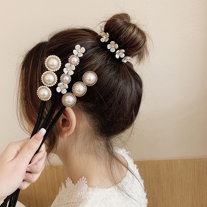 Ikat Rambut Korea Mutiara Bahan Karet Elastis Rambut Wanita