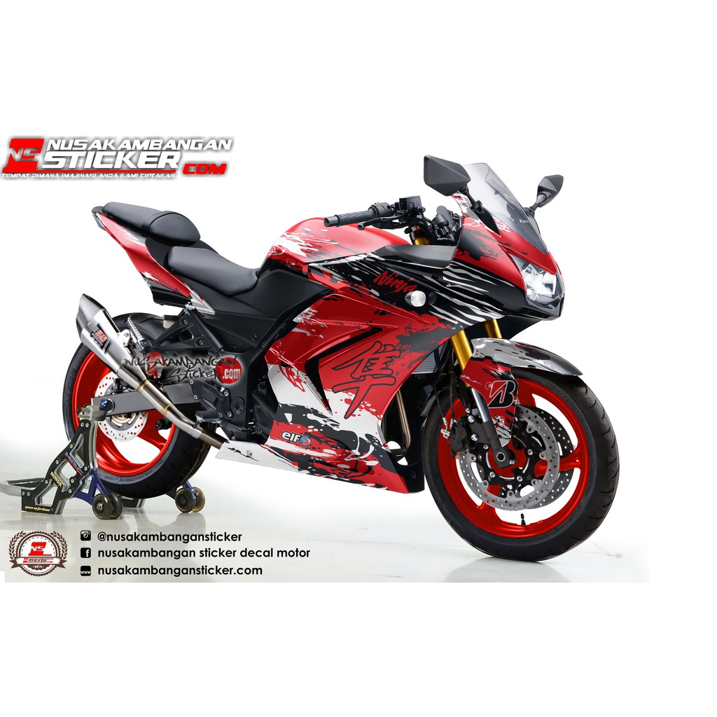 Decal Sticker Ninja 250 Karbu kanji merah