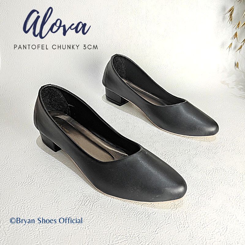 Bryan Alova Pantofel Heels 3cm Formal Suede BigSize Oversize Jumbo Sepatu Hak Tahu Kerja Kantor