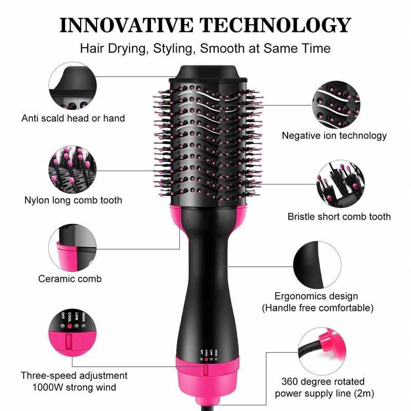 Grab Medan Sisir Roller Hair Dryer Rambut 2in1 Catok Volumizer Curler Comb OLOEY WB-336