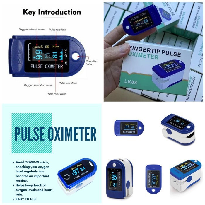 Oxymeter Fingertip Pulse Oximeter Alat Ukur Kadar Oksigen Detak Jantung LK88