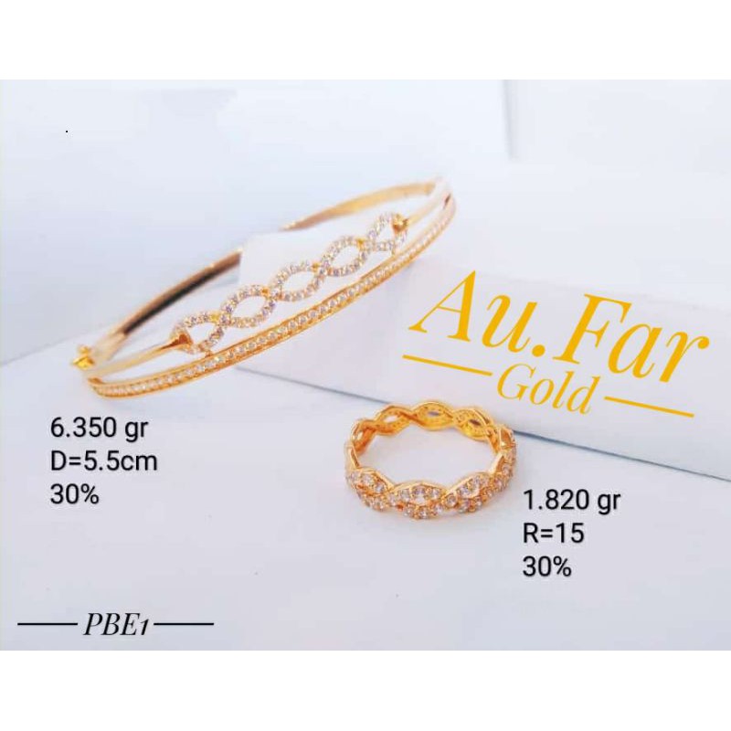 Fashion Aksesoris Wanita Perhiasan Gelang Emas Kadar 300 dan Cincin Emas Kadar 300