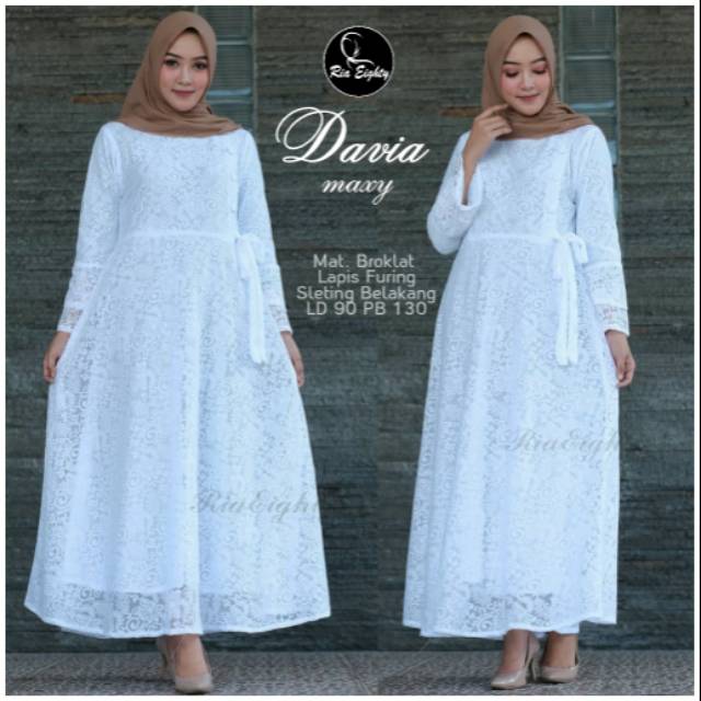 Gamis dewasa warna putih. Gamis bruklat warna putih size dewasa