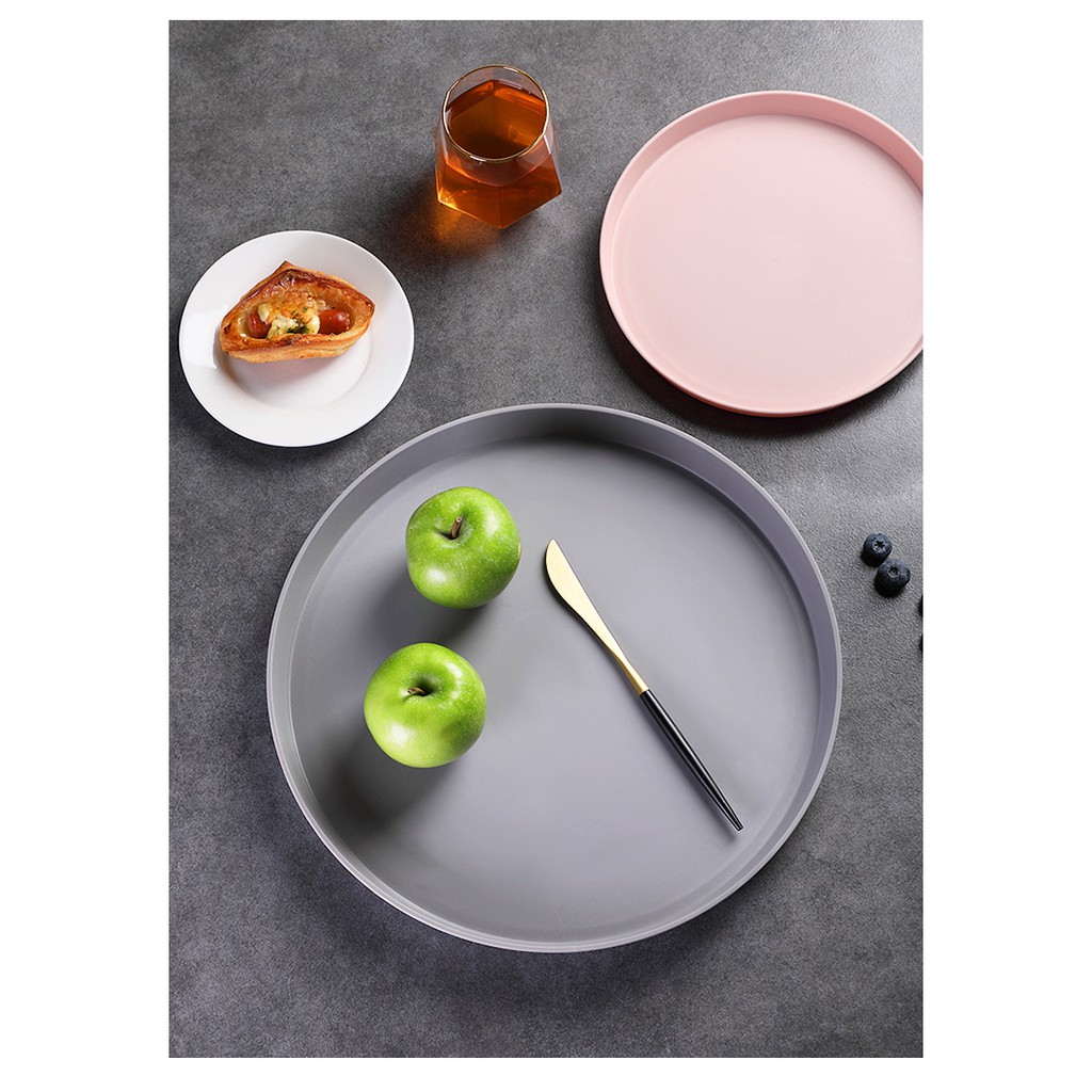 H 539 Baki Nampan Bulat Plastik Import Tempat Makanan Bundar Minimalis Classic Polos