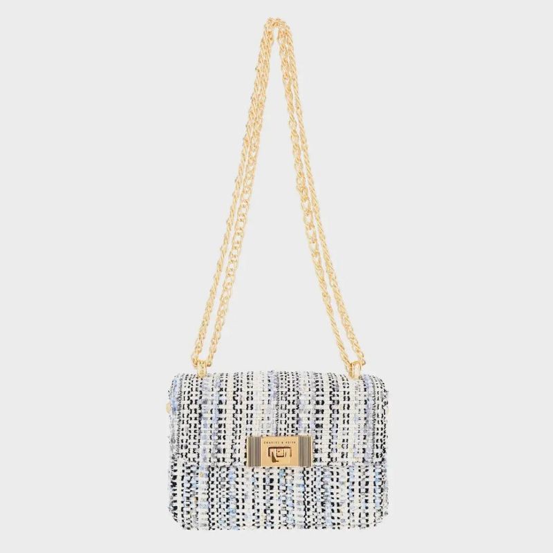 CK GIFTSET C-Capsule Collection: Alia Chain-Strap Tweed Crossbody Bag INCLUDE BOX