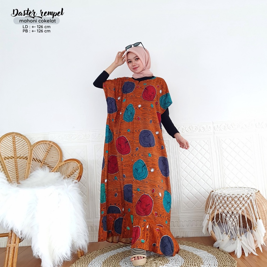 DASTER REMPEL JUMBO PANJANG RAYON ADEM MOTIF KEKINIAN