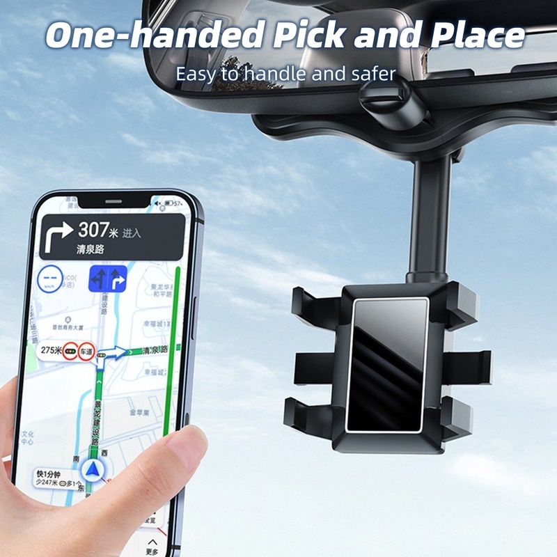 1 Pc Bracket Stand Holder Ponsel GPS Navigasi Universal Bahan ABS Dapat Ditarik 360 Derajat Untuk Kaca Spion Mobil