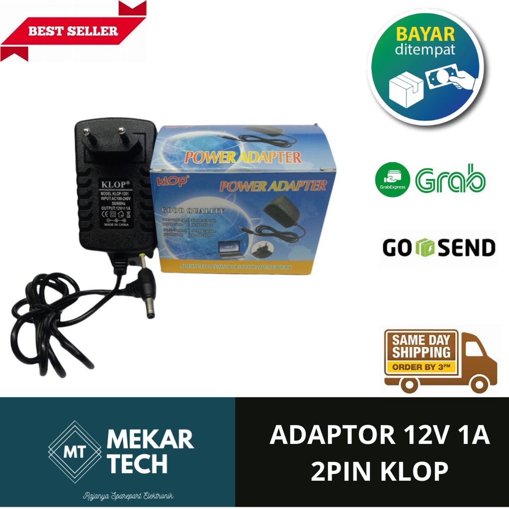 ADAPTOR 12V 1A 2 PIN ADAPTER 2 VOLT 1 AMPERE 2 JECK