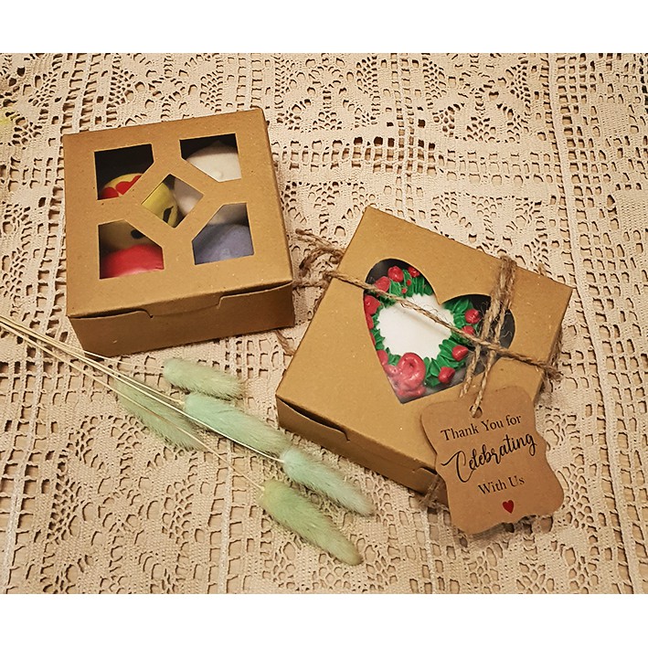 

BOX CAKE WINDOW KOTAK KUE 10 x 10 LAMINATED DUS KRAFT KARDUS COKLAT KARTON SNACK DOS DONAT