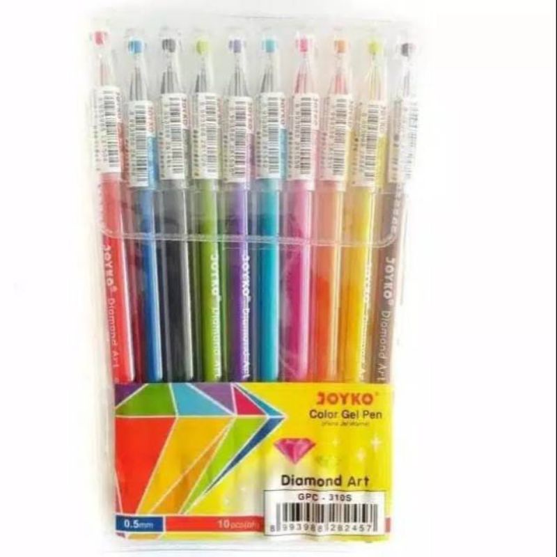 

Pulpen Gel 10 Warna Diamond Art JOYKO GPC-310s