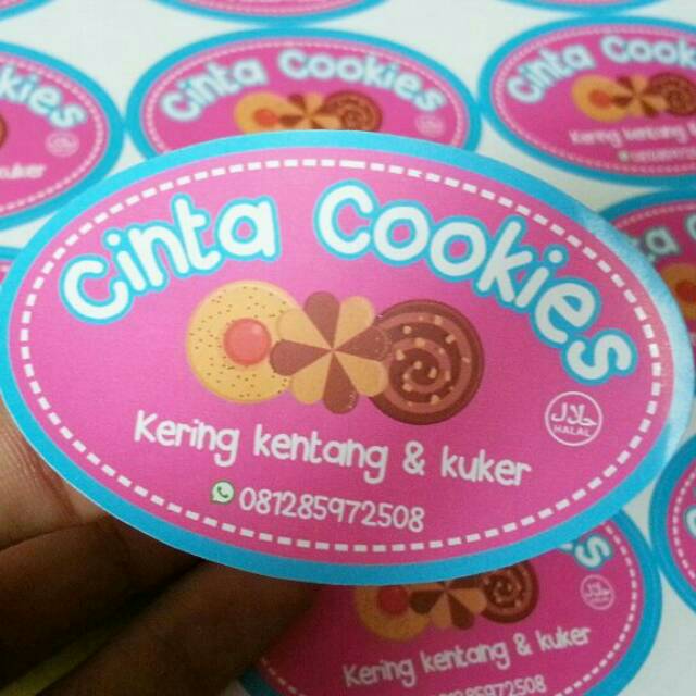 Cetak Stiker  Label kemasan kue kering TINGGAL TEMPEL MURAH 