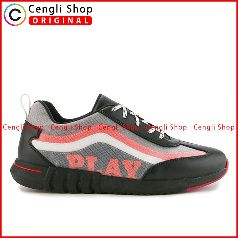 SEPATU SNEAKER PLAYBOY PRIA ORIGINAL CASUAL KETS BRANDED HITAM PL46