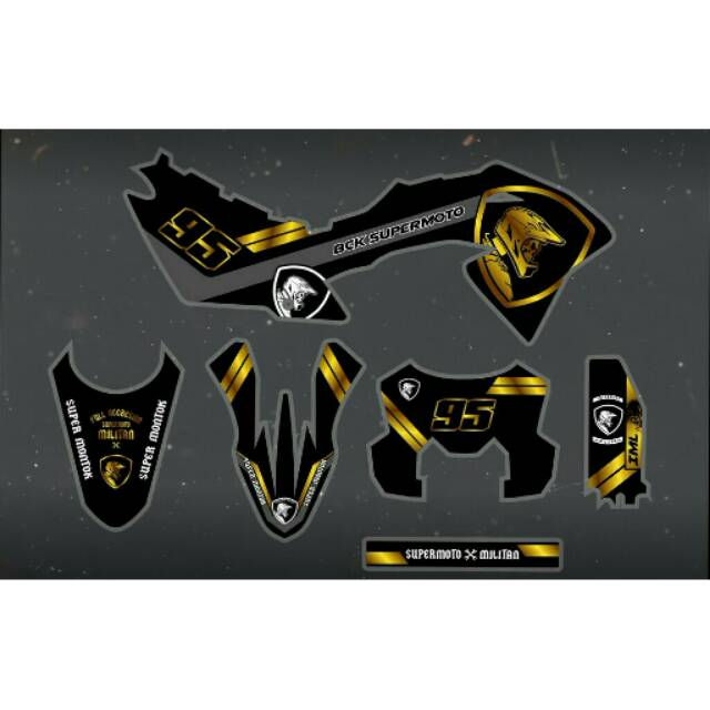 Decal KLX BF .DTRACKER SUPERMOTO MILITAN GOLD BLACK