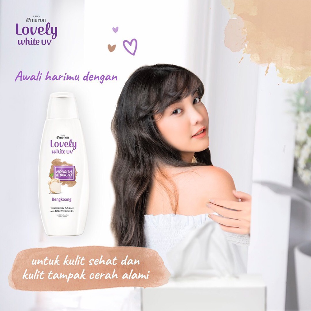 ❤ Under100 ❤ EMERON Lovely White UV &amp; Naturals Hand and Body Lotion 100ml | 200ml | Vitacinamide | BPOM