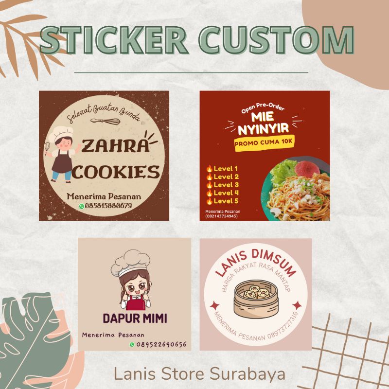 

(TERMURAH) PRINT STIKER MINIM ORDER 4 LEMBAR STIKER CUSTOM/STIKER MAKANAN/LABEL STIKER OLSHOP