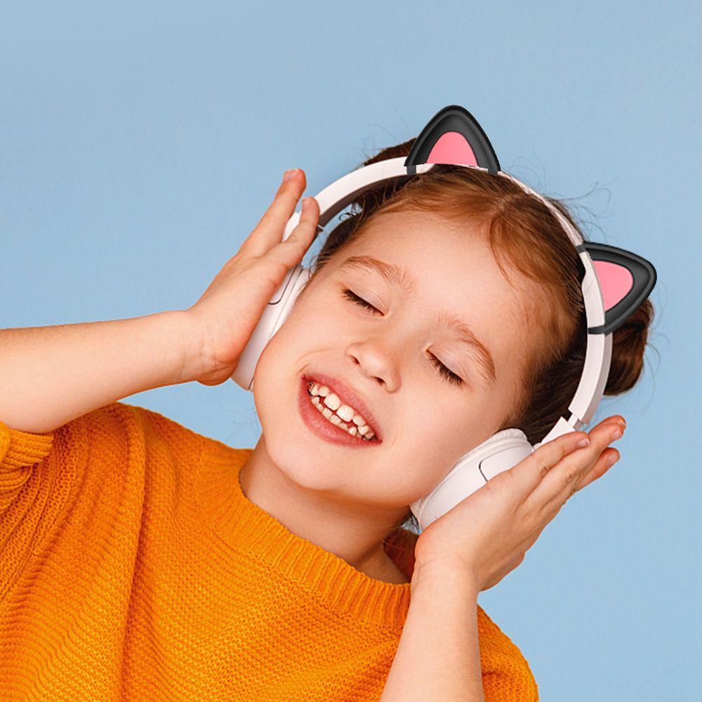 Top 1pasang Telinga Kucing Headphone Lucu Headset Dapat Dilepas