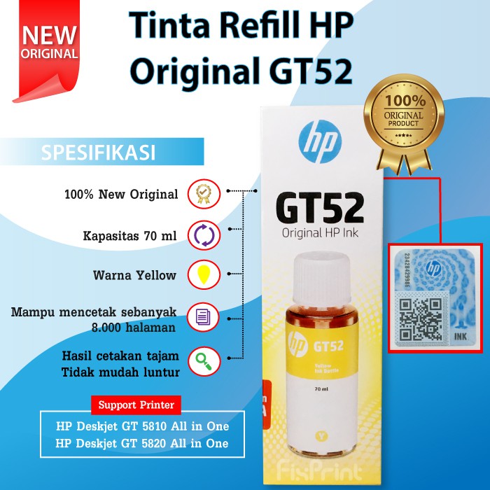 Tinta refill HP GT53 GT 53 Black Pigment Ink Printer 510 515 550 610