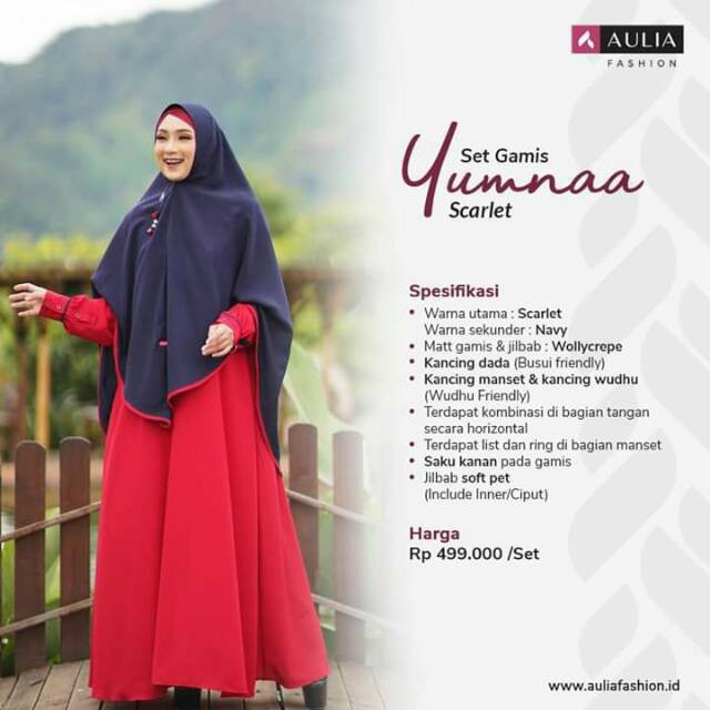 Gamis Aulia Yumna Scarlet - Aulia Fashion