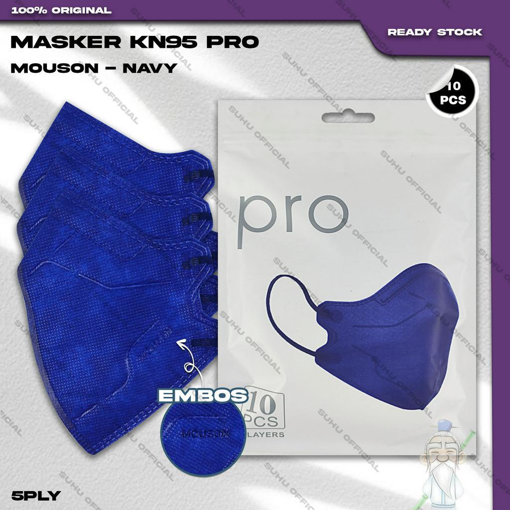 Masker KN95 PRO MOUSON 5Ply Isi 10Pcs Navy Biru Dongker Hybrid KN 95 5 Ply Earloop Surgical Mask Kemenkes