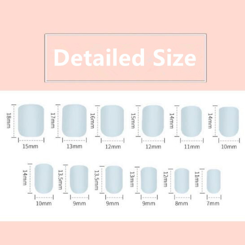 Magic789 (With Glue) 24pcs / Set Kuku Palsu Motif Geometri Gaya Korea Untuk Nail Art / Manicure Diy