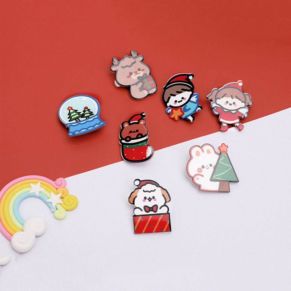 Bros Pin Desain Santa Claus Snowman Elk Natal Bahan Akrilik Untuk Wanita