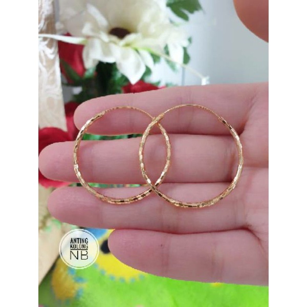 Fourfashion Anting hoops bulat emas 24k anting hijab korea N07042019