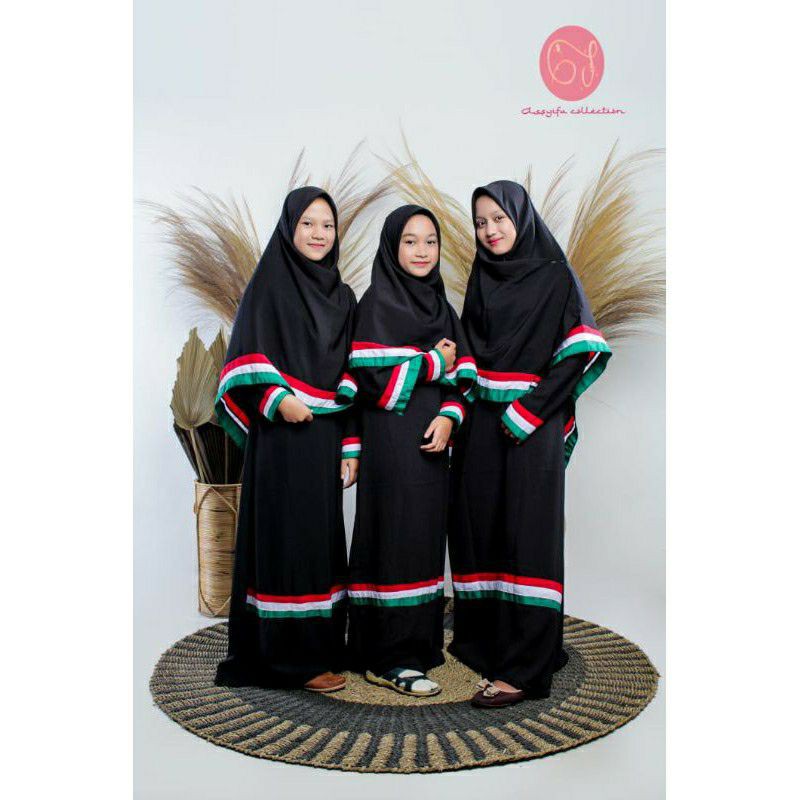 √√COD SET GAMISPALESTINA DEWASA & Anak FREE CADAR (Gamis, Hijab + Cadar) ||WOLFISE SUPER